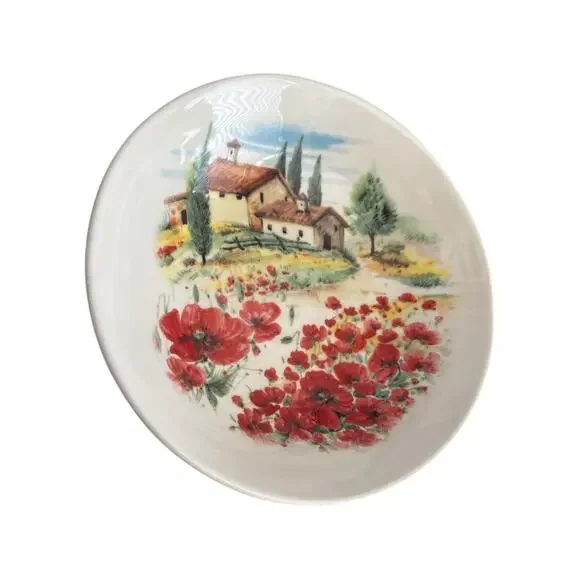 Ceramica Cuore Made in Italy Tuscan Poppies 8.5” Bowl